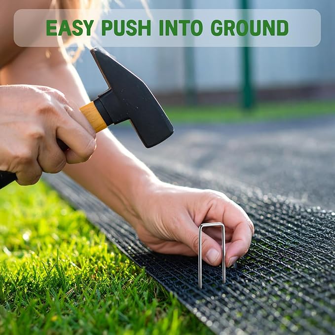 Breezz 25 Pack Garden Staples 6 Inch 12 Gauge Galvanized Pins, Heavy-Duty Ground Stakes for Weed Barrier, Irrigation Tubing, Yard Fabric, Halloween & Christmas Decoration Anchoring