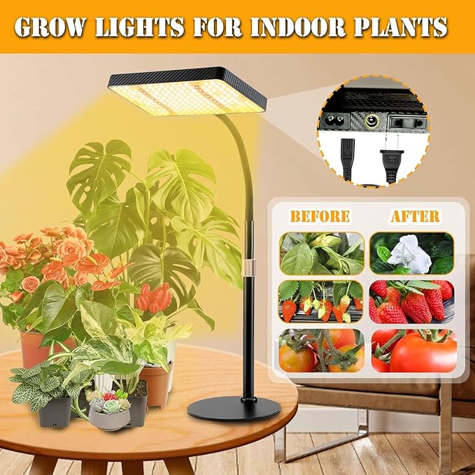 Table Top Grow Light for Seed Starting, Seedlings, Vegetable, Bonsai, 25 Watt Brightest Full Spectrum Desk Plant Lights for Indoor Growing, Adjustable Height 16"-24", Daisy Chain Function