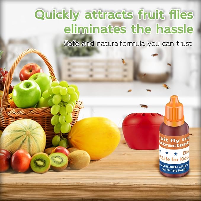Fruit Fly Trap Refill Liquid Only, 2025 Upgrade Traps for Indoors, Efficient Gnat Killer Indoor, Fruit Bait Home, Kitchen (6, Orange)