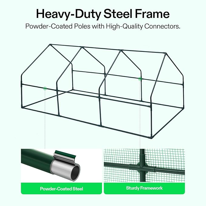 VIVOSUN Portable Mini Greenhouse 94.5x36x36-Inch Tunnels, PE Cover with Roll-up Zipper Door, for Indoor Outdoor or Garden Plant Growing