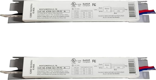 OHLECTRIC 2 Pack - Replacement for Keystone KTEB-132-1-TP-FC | 1 Lamp T8 Electronic Fluorescent Ballast | 120V Input with Rapid Start Operation | Finger Case | UL Listed