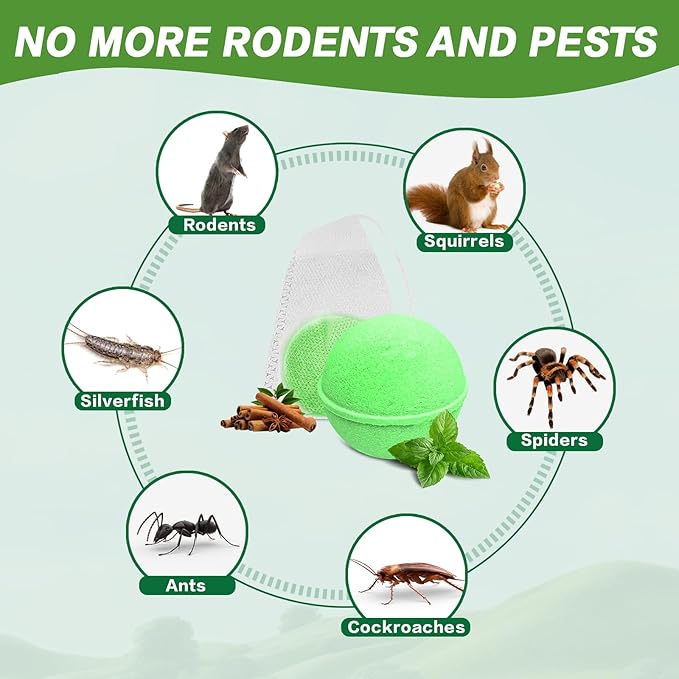 28 Pack Mouse Rodent Repellent Balls - Natural Peppermint Oil for Mice, Rats, Squirels & Spiders - Safe for Pets & Family -Indoor/Outdoor Pest Control for Home, Kitchen, Garage