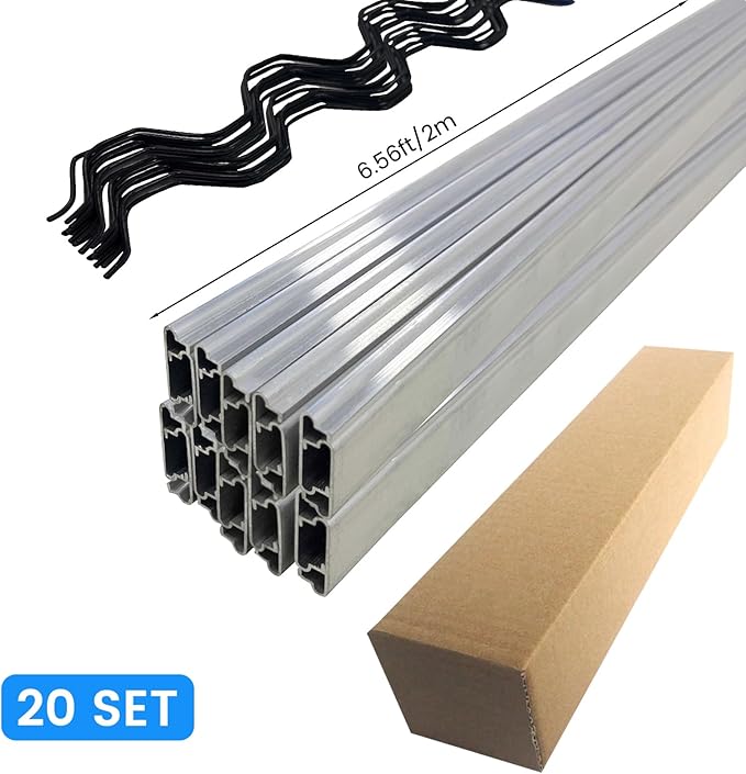 6.6 FT Set of 20 Greenhouse Spring Wire and Lock Channel Kit, PVC-Coated Wires and Aluminum Lock Channels for Greenhouse Plastic Film,Shade Cloth