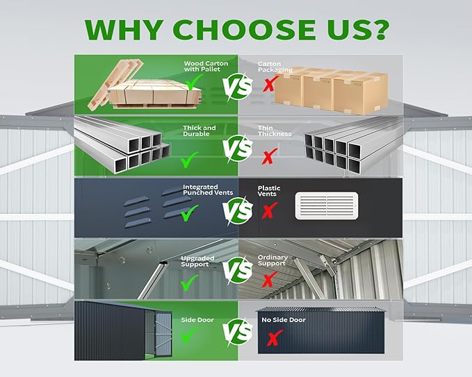 20 x 10 FT Outdoor Storage Shed, Large Metal Garden Shed with 2 Lockable Doors, Tool Shed Outdoor Storage with 4 Air Vents, Garage Shed Waterproof for Car, Truck, Bike, Garbage Can, Tool, Dark Gray