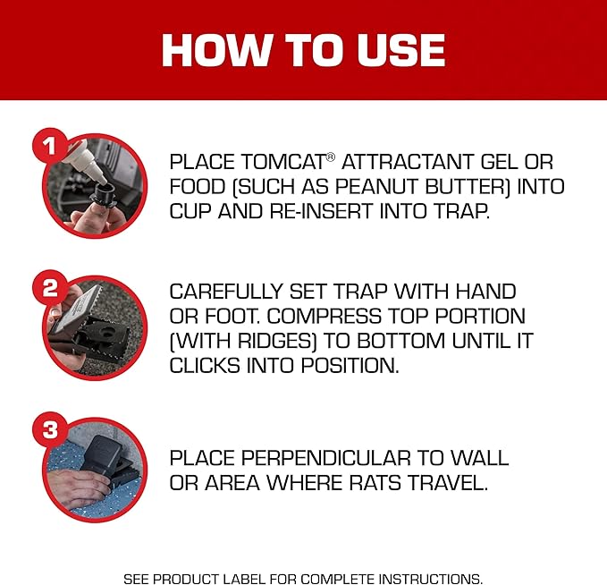 Tomcat Rat Snap Trap, 1 Rat Size Trap - Reusable - Effectively Kill Rats - Ideal for Home and Farm Use