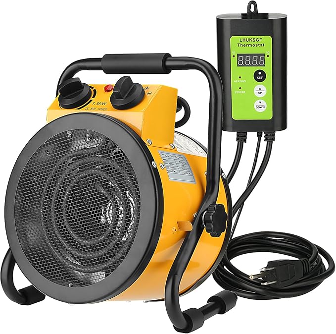 Greenhouse Heater with Digital Thermostat, Grow Tent Heaters, Overheat Protection, Fast Heating for Green House, Flower Room, YE