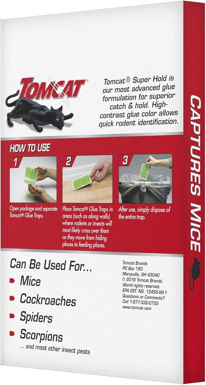 Tomcat Super Hold Glue Traps Mouse Size, 8-Pack (32 Glue Traps)