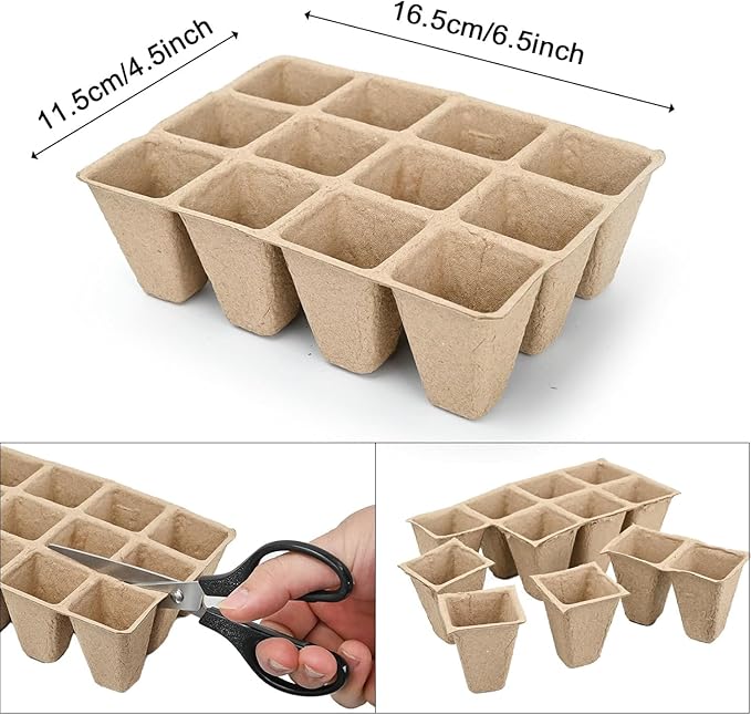 120Cells Seed Starter Tray Kit, Biodegradable Peat Pots for Seedlings Trays, Plant Starter Seed Germination Kit
