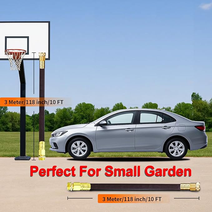 10FT Lightweight Flexible Garden Hose,Non-Slip Handles,Non-kink Hose,Solid Brass Fitting for Boats, RV Water Hose,Marine Washdown,Lawn,Garden,Leakproof TPE Hose (OrangeBlack, 10 FT)