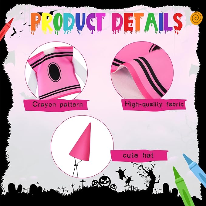 Geyoga Halloween Goose Crayon Costume Porch Goose Outfits 23" Fall Geese Clothes Classroom Lawn School Garden Patio Yard Outdoor Decorations(Pink,Crayon)