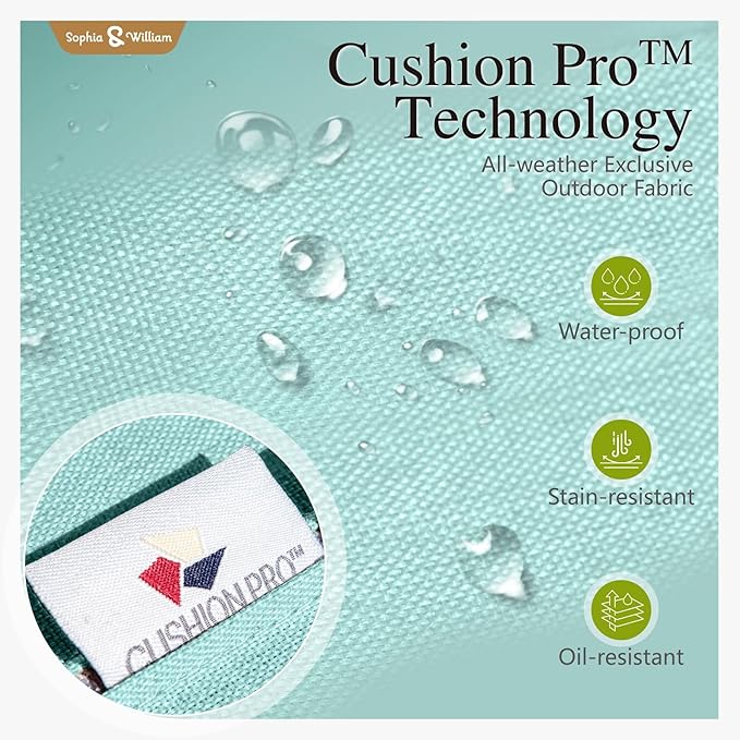 Sophia & William Patio Furniture Set with Fire Pit Table, 8 Piece Outdoor Wicker Conversation Set, Large Rattan Sectional Sofa with Ottoman & 45" Fire Pit Table(Aqua Blue)