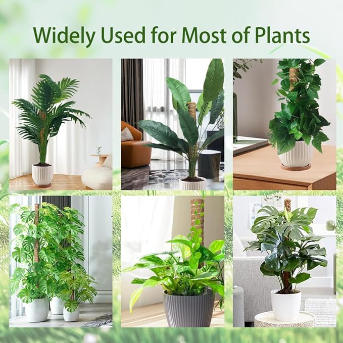 Moss Pole Monstera Plant Support: 4 Pack 16 inch Stackable Coco Coir Moss Totem Stake Tall Plants Rod Stand Grow Stick Moss Holder for House Live Plant,Indoor Climbing Potted,Vine,Pothos,Philodendron
