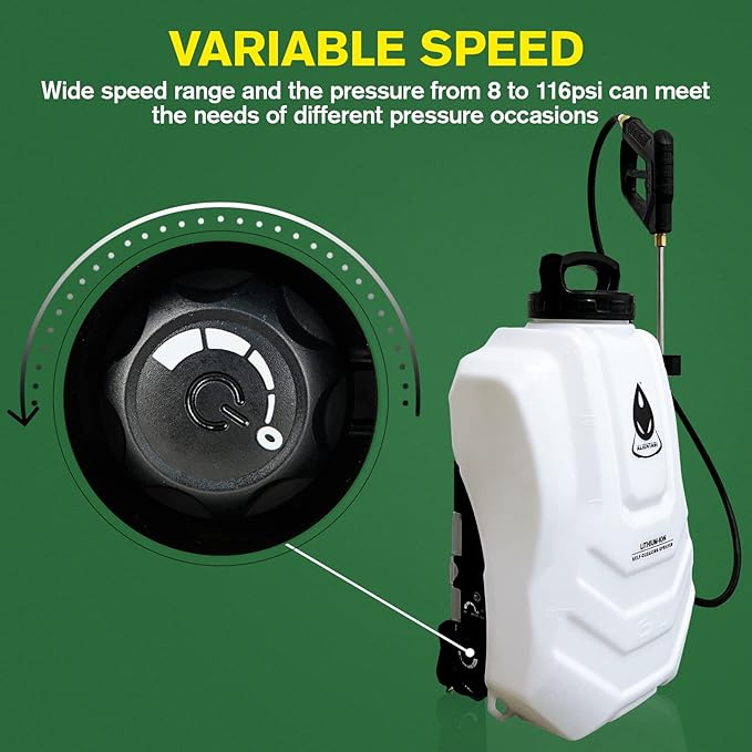 Backpack Sprayer 4 Gallon, Self-Cleaning Battery Sprayer for Weeding, Cleaning, No Gear Limit, Variable Pressure
