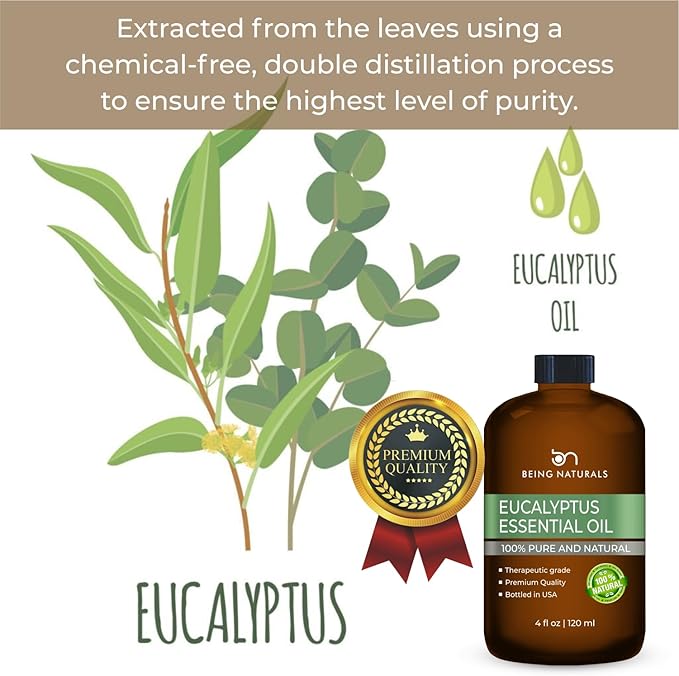 Eucalyptus Essential Oil - Huge 4 FL OZ - 100% Pure & Natural – Premium Natural Oil with Glass Dropper (Eucalyptus Oil)