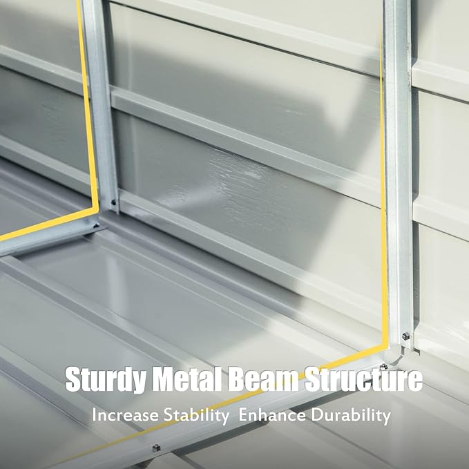 Domi Outdoor Storage Shed 6.5’ x 4.2’, Metal Garden Shed with Galvanized Steel Frame for Bike, Tools, Lawn Mowers, Outdoor Storage Cabinet with Lockable Door for Garden Lawn Patio (Dark Grey)