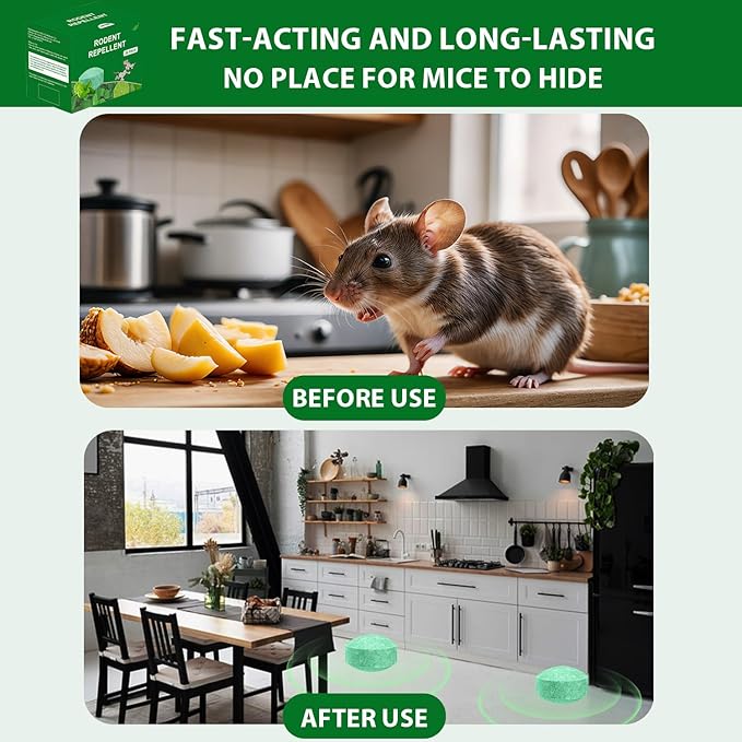 Rodent Repellent, Peppermint Oil for Mice Rats Squirrel Pests Repellent Indoor & Outdoor Use, Natural Rat Mouse Deterrent Family （24 Pack）