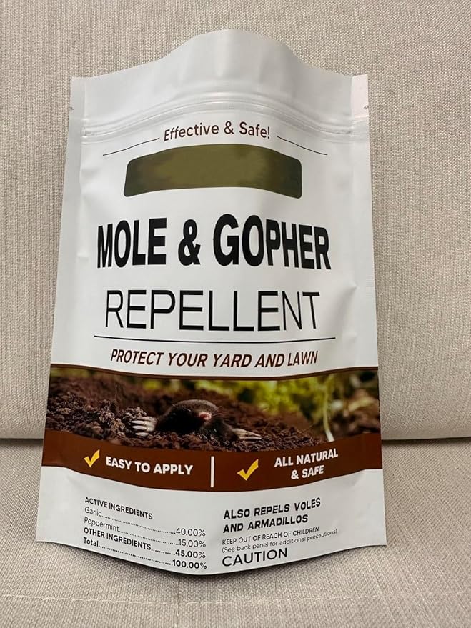 Mole Repellent, Gophers Repellent, Vole Repellant Outdoor, Armadillo Repellant Garden, Moles Control, Groundhog Repellents, Gopher Deterrent for Lawn, Keep Vole Out of Your Yard, Safe to Use-8P
