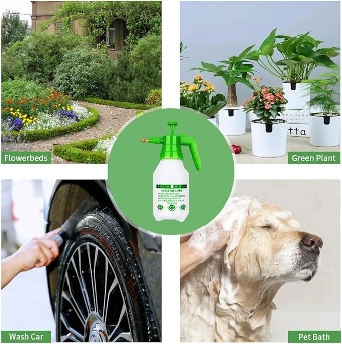 Garden Pump Sprayer,68oz/34oz Hand-held Pressure Sprayer Bottle for Lawn with Safety Value&Adjustable Nozzle, for Watering,Spraying Weeds,Home Cleaning and Car Washing,0.5 Gallon