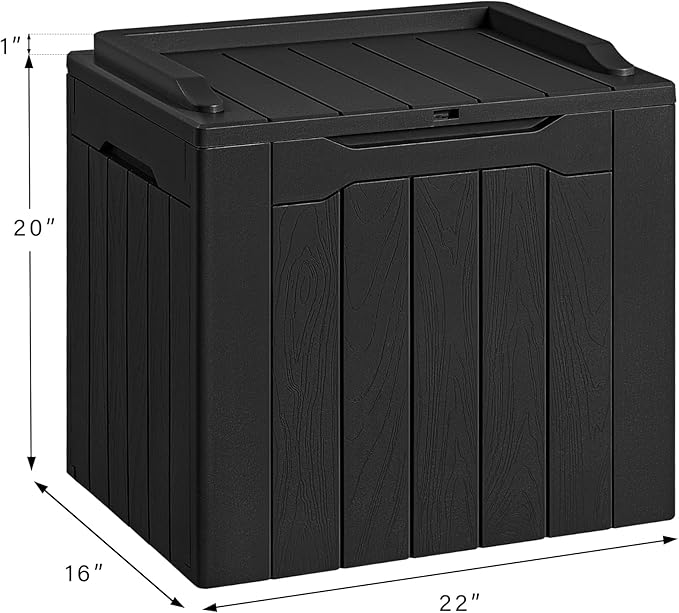 Devoko 30 Gallon Resin Deck Box Outdoor Indoor Waterproof Storage Box for Patio Furniture Pool Accessories Storage for Cushion Garden Tools (30 Gallon, Black)