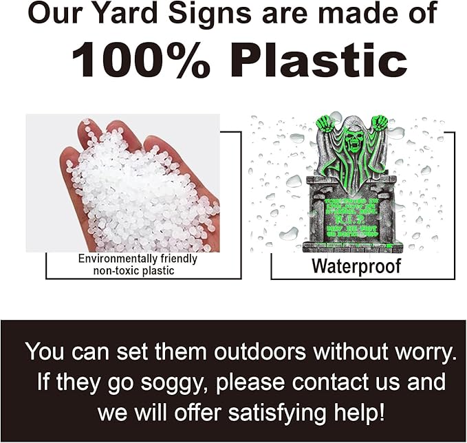 Large Halloween Tombstones Decorations, 6 Pack 16.5”x 11” Outdoor Graveyard Yard Stakes, Waterproof Plastic Halloween Gravestones with 12 Stakes for Cemetery Lawn Displays