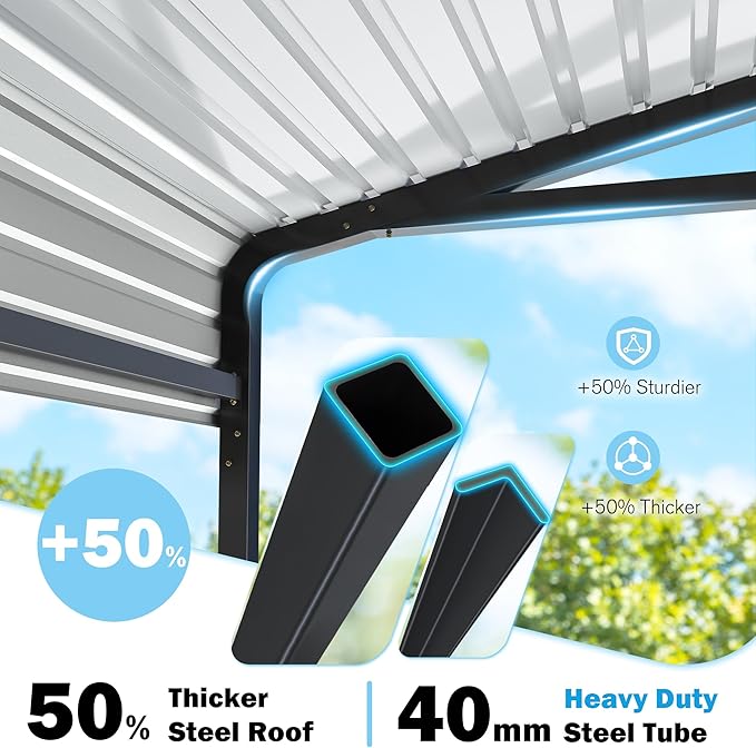 Carport Canopy 12’X20’ Heavy Duty Car Port Galvanized Steel Roof, Reinforced Stable Triangle Frame for Snowy Windy Metal Carports Enhanced Base Car Tent for Car,RV,Pickup,Boat,Truck,Tractor