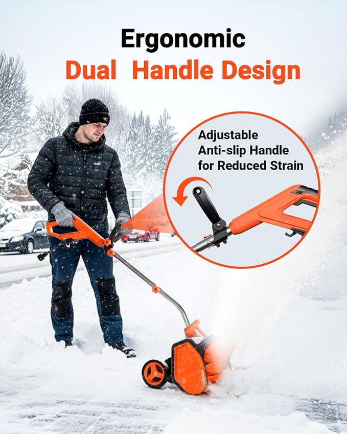 VOLTASK 17-Inch Corded Snow Blower, 12 Amp Electric Snow Blower with Directional Plate