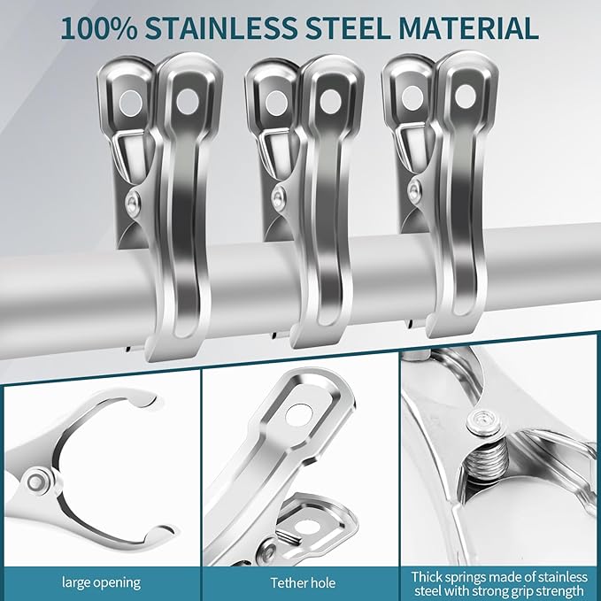 40 PCS Stainless Steel Garden Clips, Heavy Duty Greenhouse Clamps for Netting, Strong Grip to Secure Shade Cloth or Plant Cover on Garden or Greenhouse Hoops