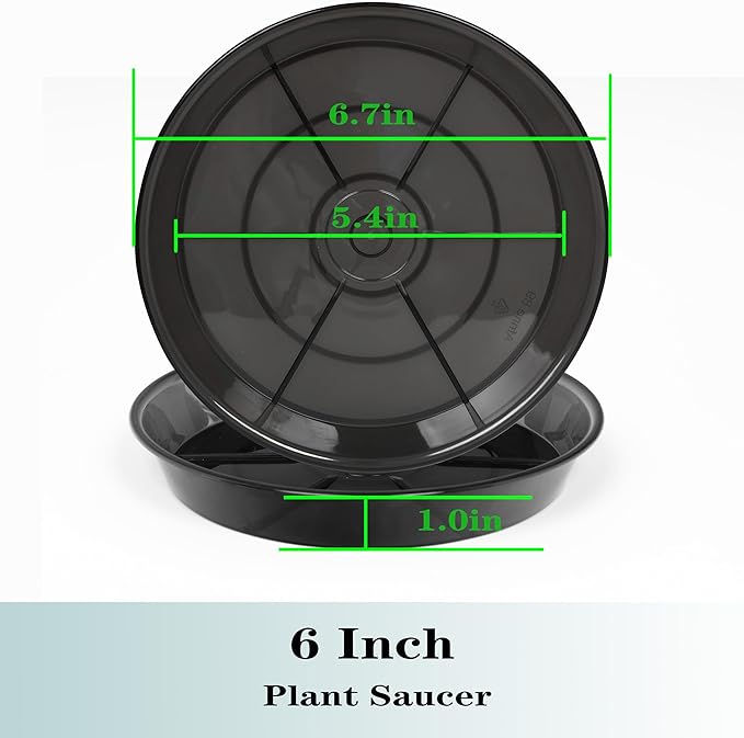 Plant Saucer 6 Inch 6 Pack 8 10 12 14 16 18 Inch, Plant Trays for Pots Heavy Duty Round Plastic Plant Saucers for Indoors Outdoors, Plant Water Catcher Tray, Flower Plant Pot Saucer