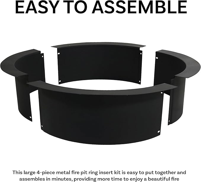 Sunnydaze Outdoor Fire Pit Ring - DIY Above or In-Ground Steel Fire Ring Insert - 36-Inch Outer/30-Inch Inner Diameter