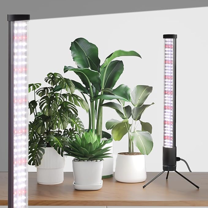 T10 Vertical Grow Light, 6000K Full Spectrum Desktop Plant Light 16.7",Hung or Stood, with 3 Modes & 5 Dimming Levels, Suitable Small & Medium Plants Indoors, Auto On Off Timing 4/8/12/18Hrs (1)