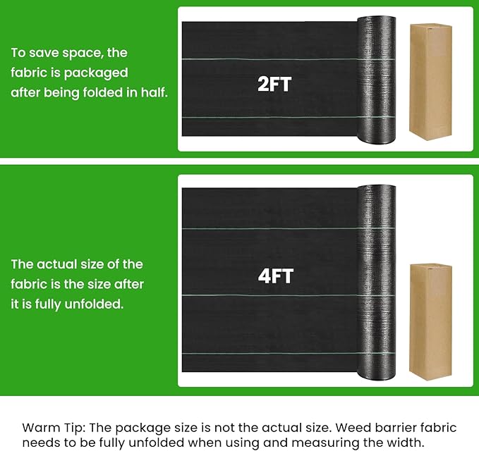 Weed Barrier Fabric, 4x300ft Landscape Fabric, 3.2oz Heavy Duty Durable Woven Geotextile Fabric, High Permeability Ground Cover Mat, Driveway Fabric, Garden Weed Control Cloth with 20 U-Securing Pegs