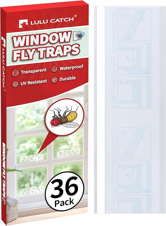 LULUCATCH Window Fly Traps, 36 Pack Fruit Fly Traps for Indoors, Gnat Traps Bug Catcher, Non-Toxic Flying Insect Trap, Sticky Traps for Mosquito, Moth, Pet Safe Pest Control for Home Kitchen