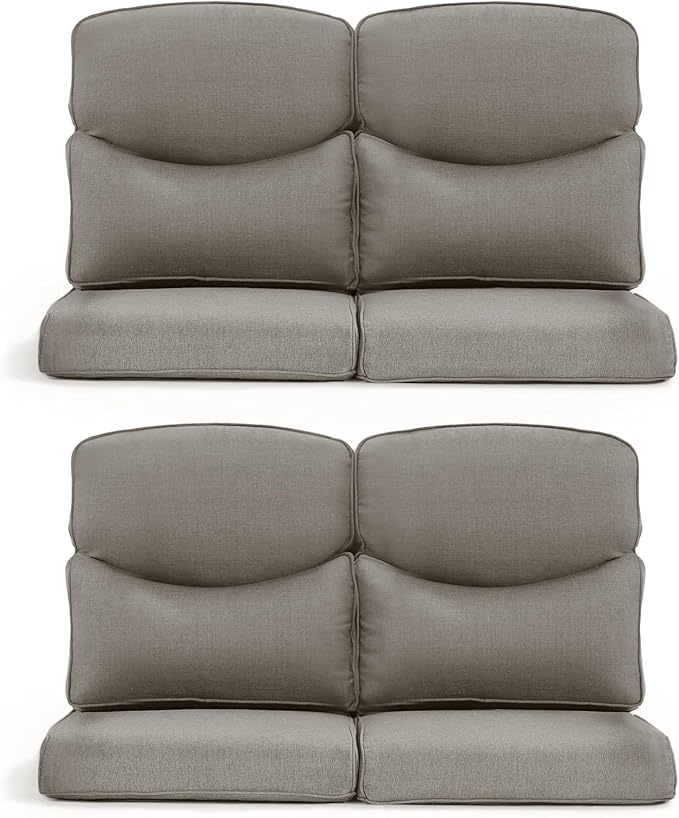 Patio Chair Cushions 4 Packs - Outside High Back Thick Water-Resistant Cushion 22x24 with Zipper Cover for Outdoor Glider Rocking Chairs Loveseat Couch – Grey/Crescent