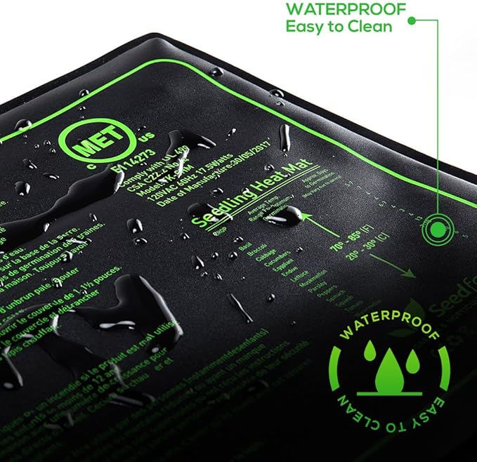 MET Certified Seedling Heat Mat, Seedfactor Waterproof Durable Germination Station Heat Mat, Warm Hydroponic Heating Pad for Indoor Home Gardening Seed Starter(20" x 20")