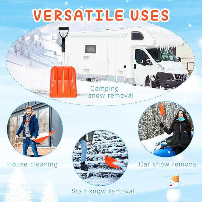 Lasnten 4 Pcs Kid's Snow Shovel Plastic Digging Lightweight Portable Beach Shovels for Kids Boys Girls Home Yard Garden Outdoor Activities Snow Removal(Orange)
