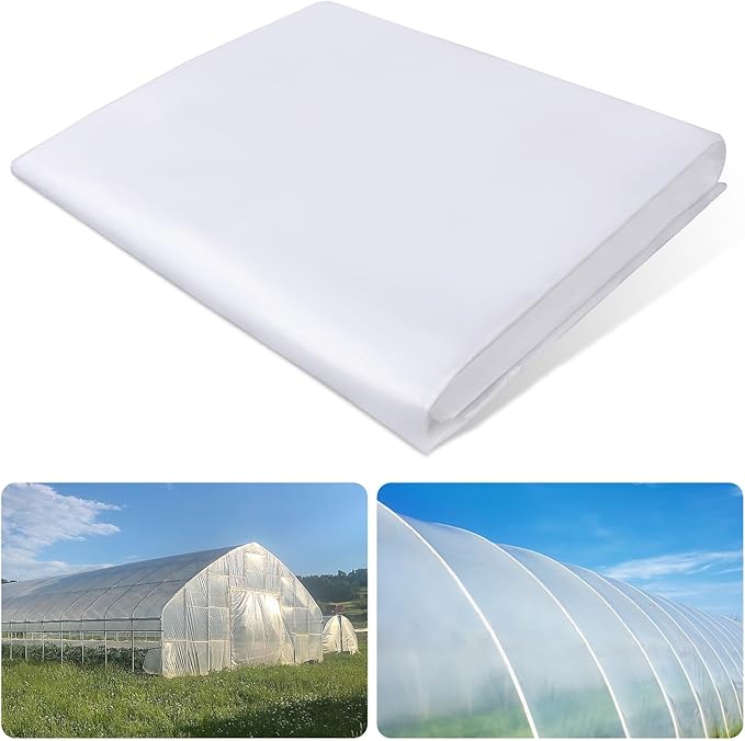 6.5x19.7Ft Clear Greenhouse Film Plastic Sheeting, Greenhouse Polyethylene Plastic Film 6 mil Thickness Replacement Cover, UV Resistant, Plant Covers Freeze Protection for Windproof Frost& Dust Proof