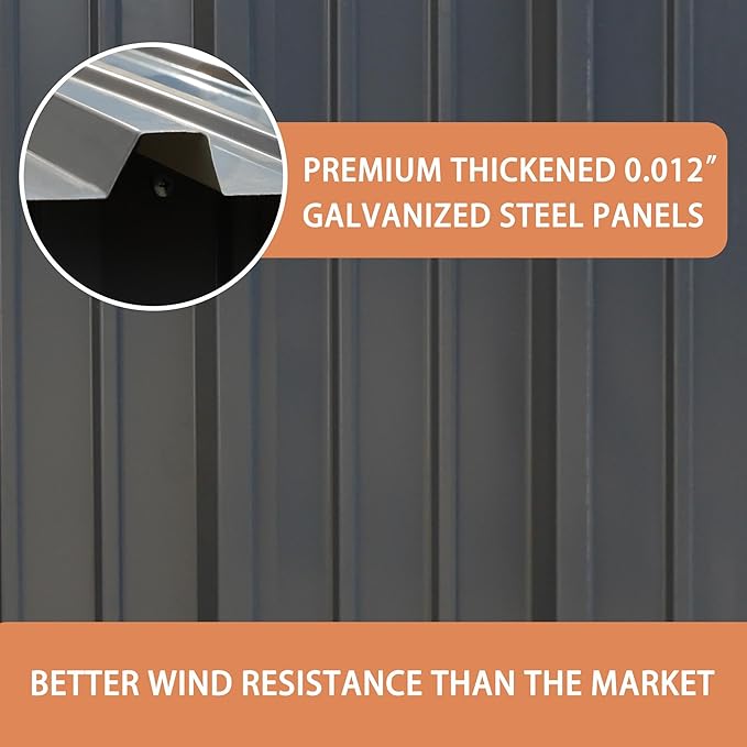 MUPATER Storage Shed 10' x12' for Outdoor, Metal Shed Kit with Lockable Doors and Vents, Patio Tool Shed House for Backyard, Garden, Lawn, Grey