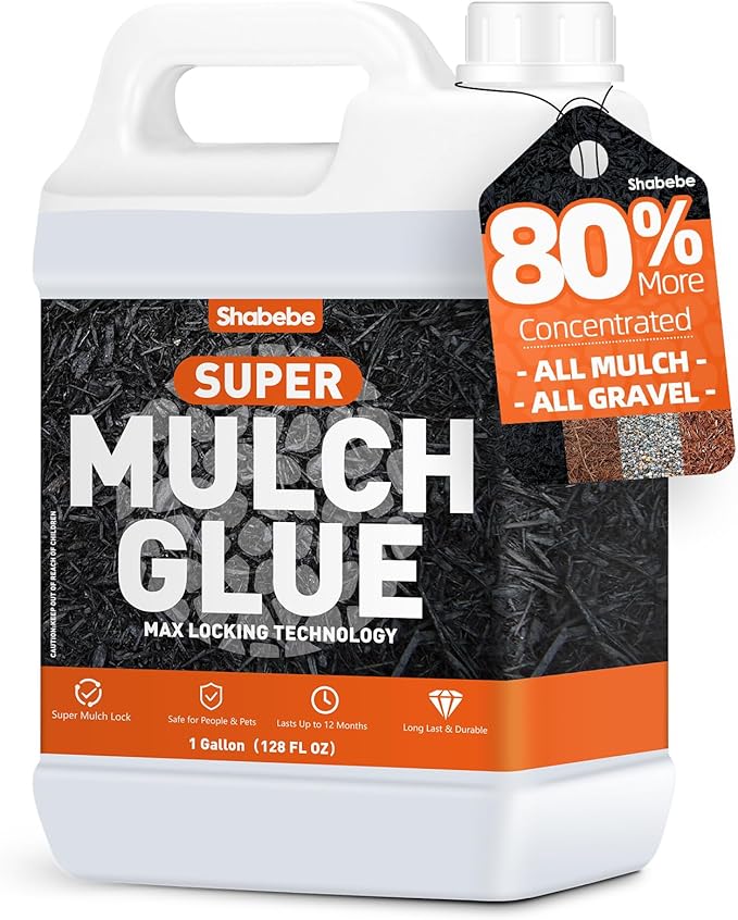 Mulch Glue for Landscaping, 1Gallon Rock Glue, Fast-Dry Non-Toxic Weather-Resistant Strong Gravel Binder, Pine Straw Outdoor Strong Pebble Gravel Hold for Garden, Mulch Lock and Pea Gravel Stabilizer