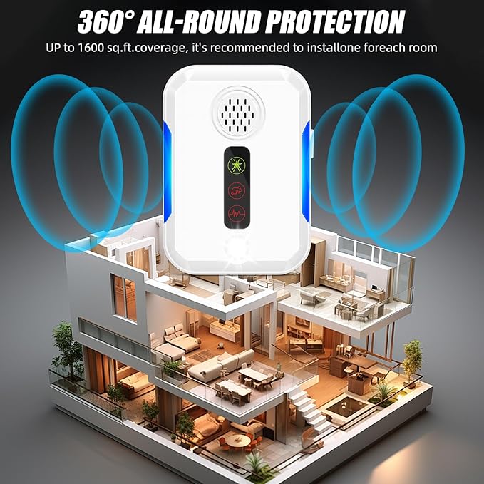 Electronic Mouse Mice Traps Spider Repellent Indoor for Home, Ultrasonic Pest Control Insect Repeller Plug in with Flash Light to Keep Roach Rat Rodent Bug Mosquito Ant Insect Away for House(6Pack)