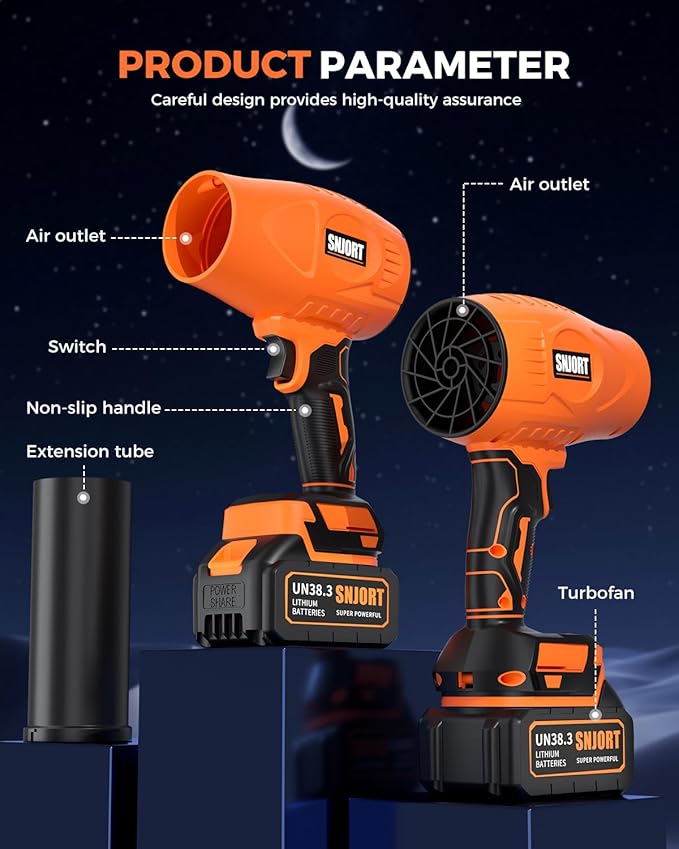 Leaf Blower Cordless with Battery and Charger,800,000 RPM,Extended Nozzle,Lightweight Handheld Design,Blower for Patio Cleaning,car Blowing Water,Blowing Leaves and Dust（Burnt Orange）