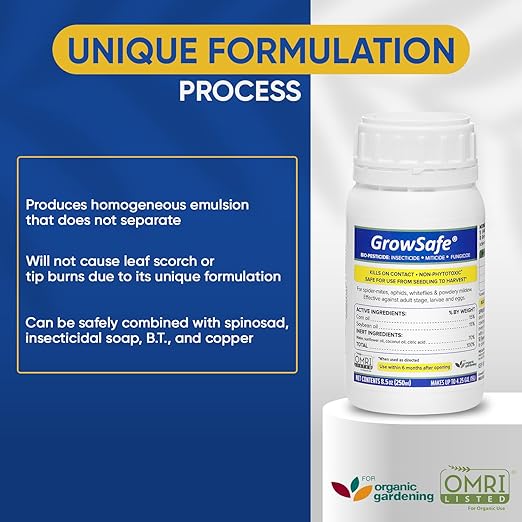 GrowSafe Bio-Pesticide, Organic and Natural Miticide, Fungicide and Insecticide (8.5 fl.oz)
