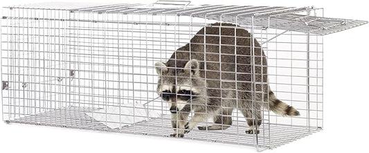 Animal Traps,Live Animal Trap for Cats,Raccoons,Rabbits,cat Trap for Stray Cats,Live Traps for Raccoons,Steel Foldable with Pedal Triggers (37.2 x 13 x 14.37 inches)