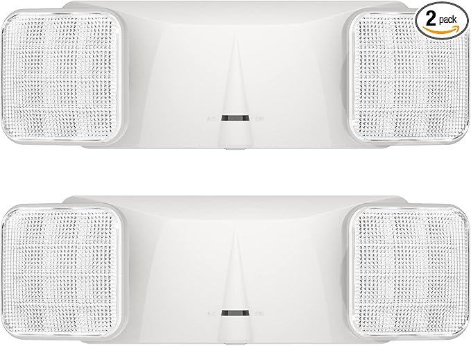 SPECTSUN 2 Packs Led Emergency Light White, Adjustable Square Head Emergency Led Light with Battery, White Emergency Light/Emergency Light Fixture/Emergency Exit Sign/Emergency Exit Light.