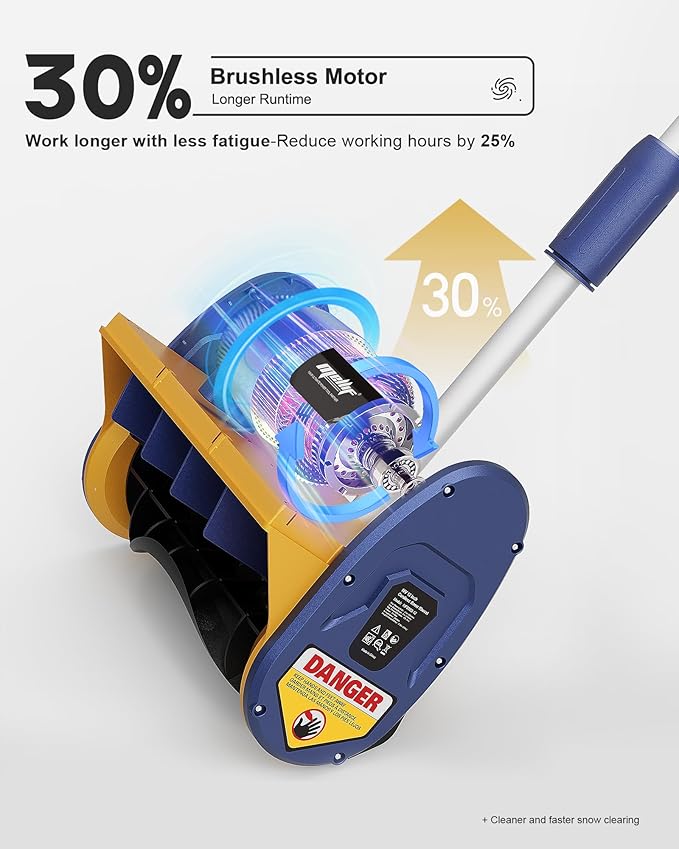 Mellif Cordless Snow Shovel, 12-Inch Brushless Snow Blower Compatible with DeWalt 20V MAX Battery, Includes 4.0Ah Battery & Charger Kit, Lightweight with Adjustable Chute, Weather-Resistant