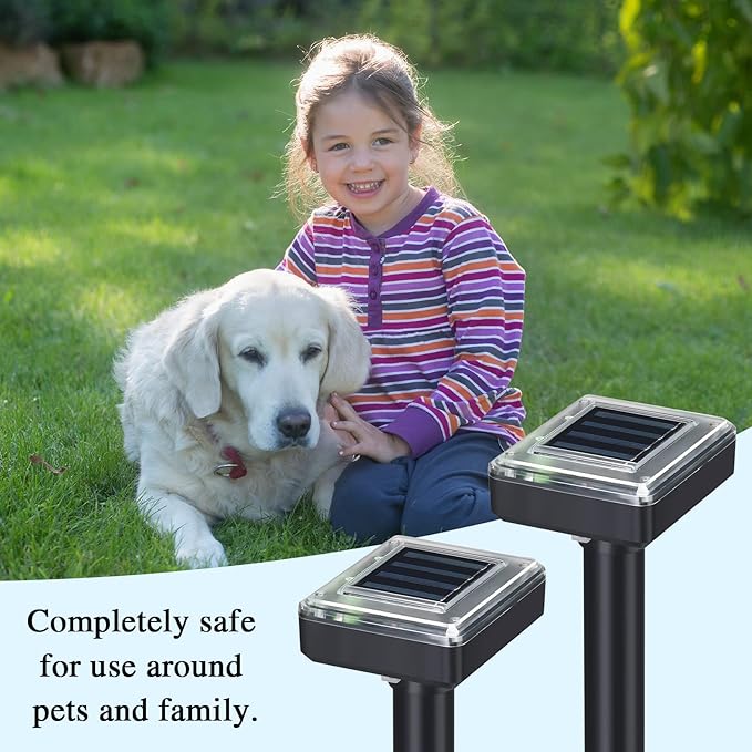 6 Pcs Mole Repellent for Lawns Solar Powered Mole Repeller Ultrasonic Gopher Repellent Waterproof Outdoor Snake Stakes Spikes for Yard Garden Gophers Groundhogs Voles Rodent (Large)