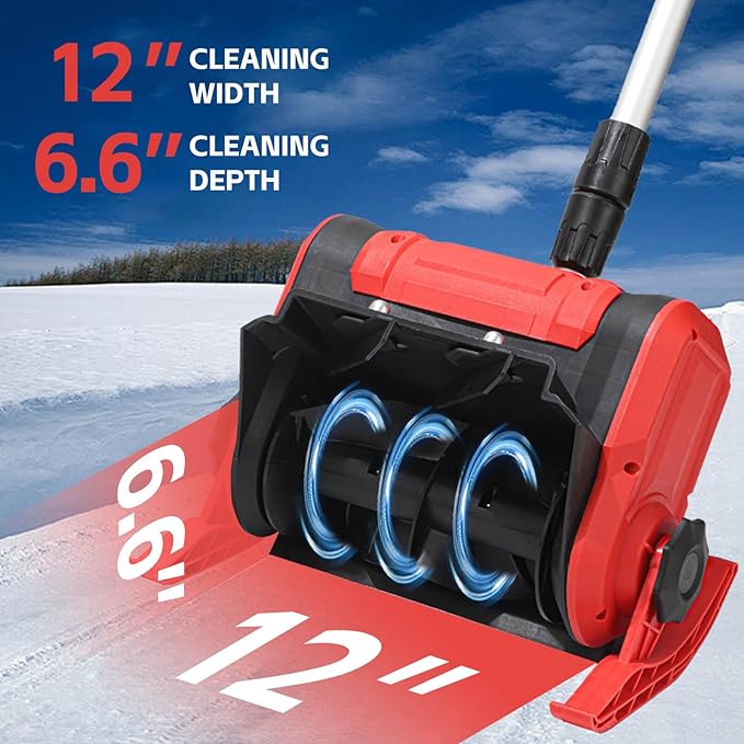 Cordless Snow Shovel, 21V | 12-Inch | 4-Ah Cordless Snow Blower, Foldable Electric Battery Powered Snow Removal Machine, 20ft Throwing Distance, Plows 300lbs/min (2 Battery & Quick Charger Included)