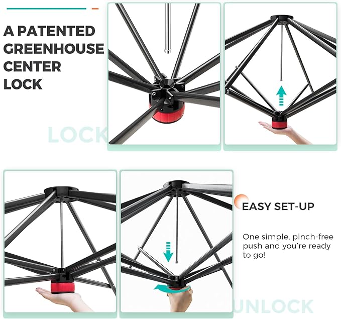 EAGLE PEAK Instant Pop-up Greenhouse, Indoor Outdoor Plant Gardening Green House, Roll-Up Zipper Doors and Side Windows, Walk in 12x8 ft, Green/Clear