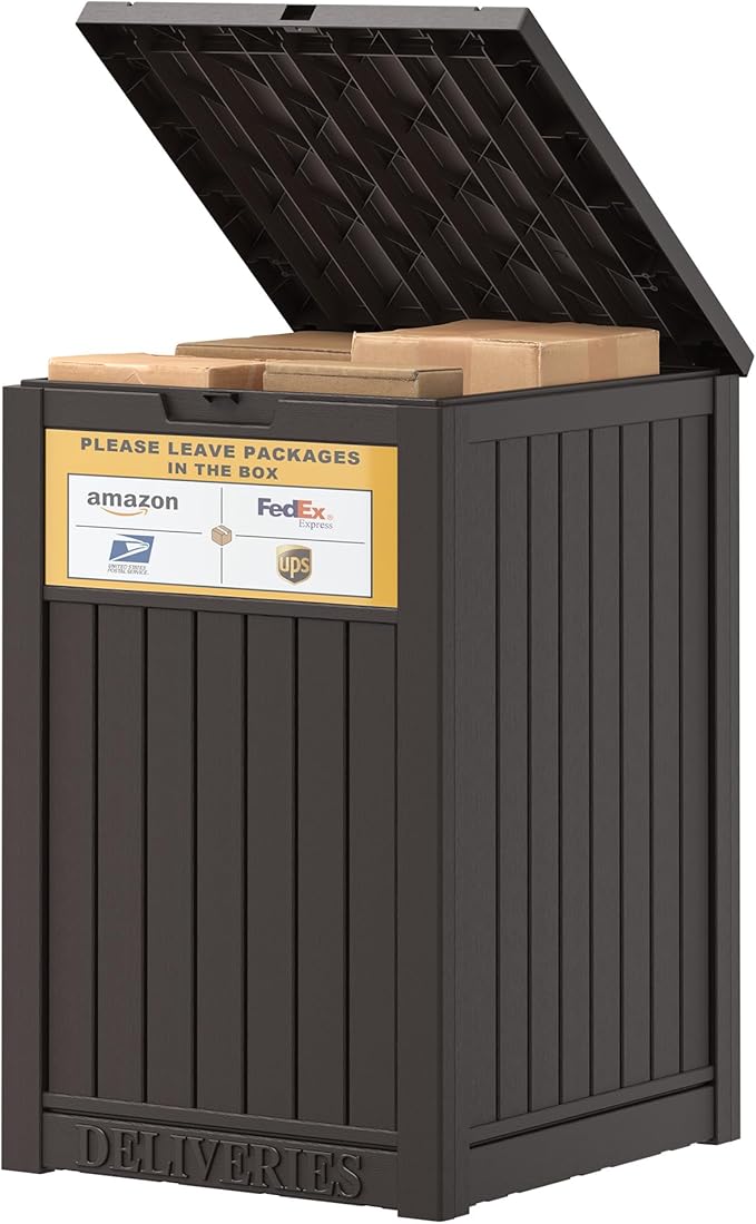 Package Delivery Box for Outside, with Delivery Sign 48 Gallon Storage with Lockable Secure, Large Resin Outdoor Package Drop Container