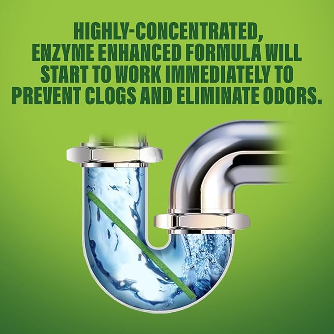 Green Gobbler Drain Cleaner and Deodorizer Sticks with Enzymes - Maintain a Clean Drain, Safe for Pipes and Septic Tanks, Use Monthly - 12 Pack