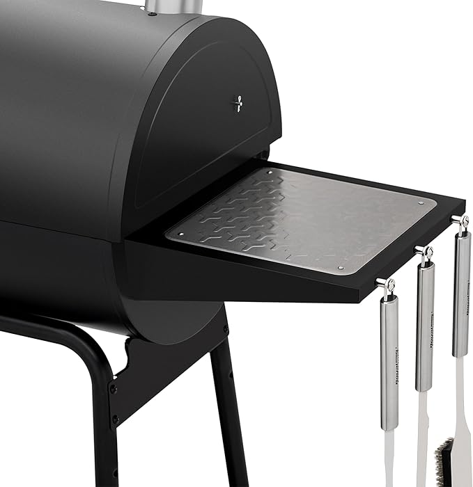 Royal Gourmet CC1830M 30 Inch Barrel Charcoal Grill with Offset Smoker & Warming Rack, Outdoor BBQ Grill with 811 Sq. In. Grilling Space for Backyard, Patio and Parties, Black